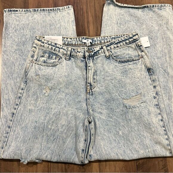 Be Responsible (BR) Wide-leg, Bleach-washed Distressed Jeans - NWT - Size 33 - Picture 3 of 11